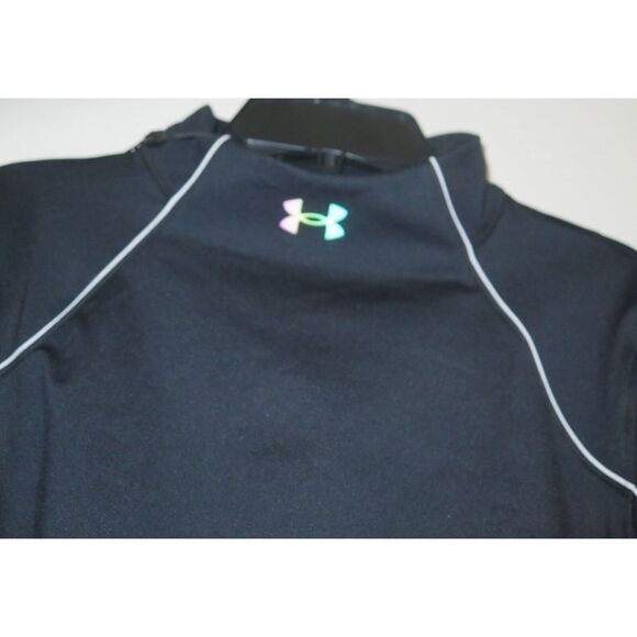 Under Armour 1356357 Womens Sz L Black Rush ColdGear Jacqaurd Mock L/S Shirt $75 - Picture 3 of 10